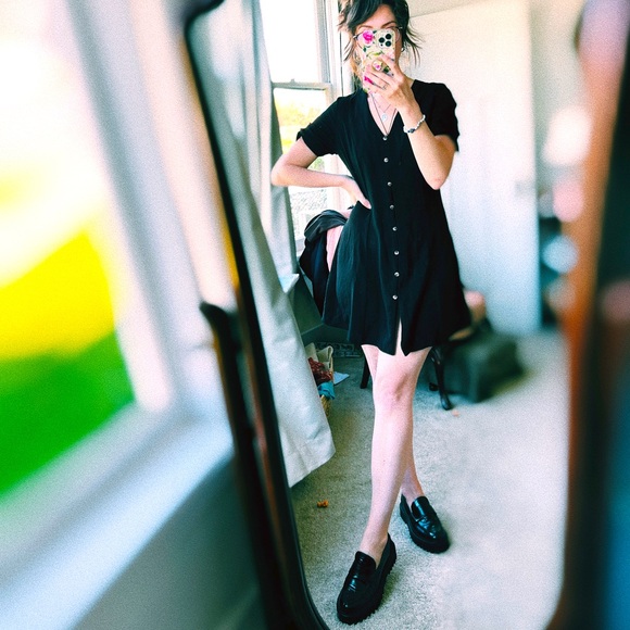 SOLD 90s Gothcore Black Mini Dress - Picture 1 of 2